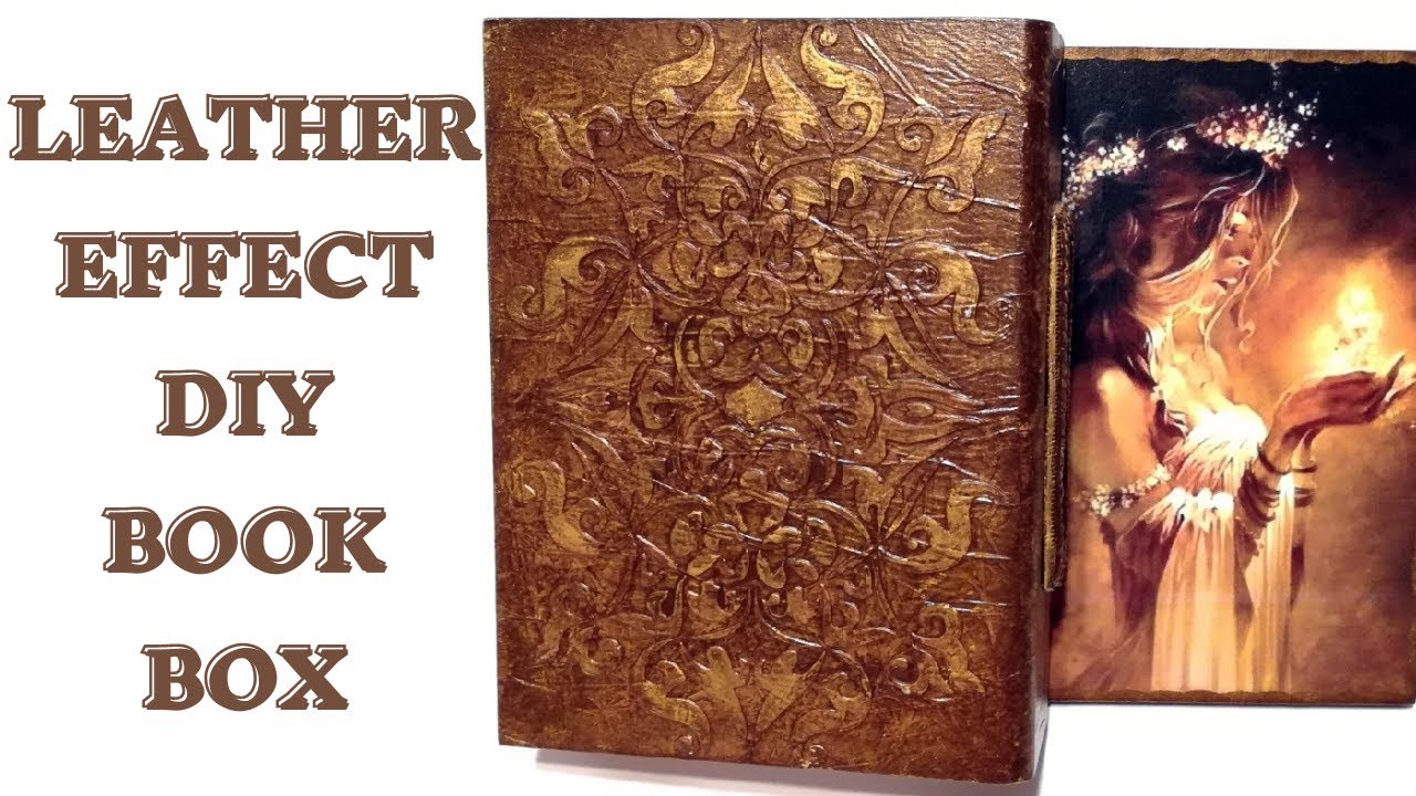 Decoupage book box LEATHER EFFECT DIY / Efecto de cuero