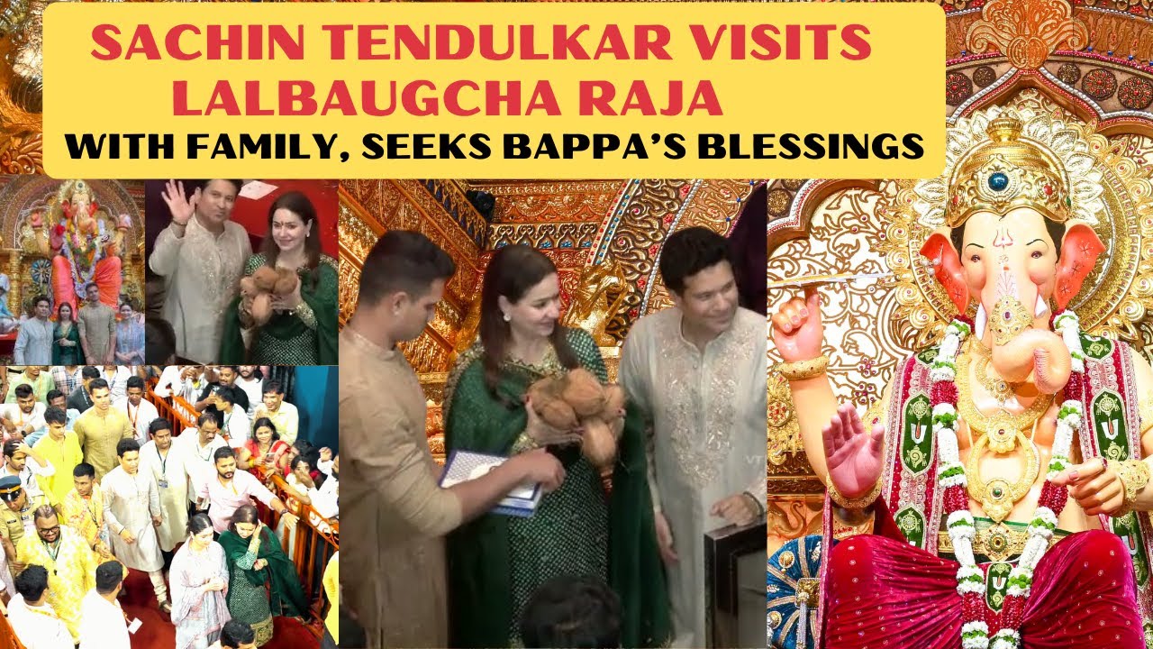 Sachin Tendulkar Visits  Lalbaugcha Raja with Family, Seeks Bappa&rsquo;s Blessings #sachintendulkar