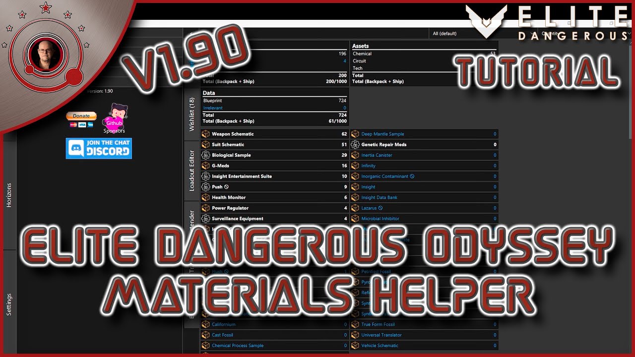 Tutorial for Elite Dangerous Odyssey Materials Helper - v1.90