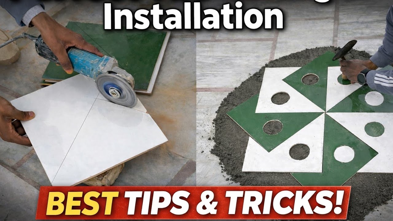 Mistri Ka Kamaal! 🔥 Unique Floor Tile Design Cutting & Installation