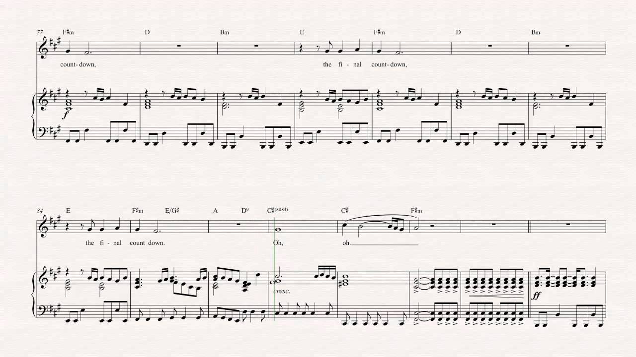 Violin  - The Final Countdown - Europe Sheet Music, Chords, & Vocals