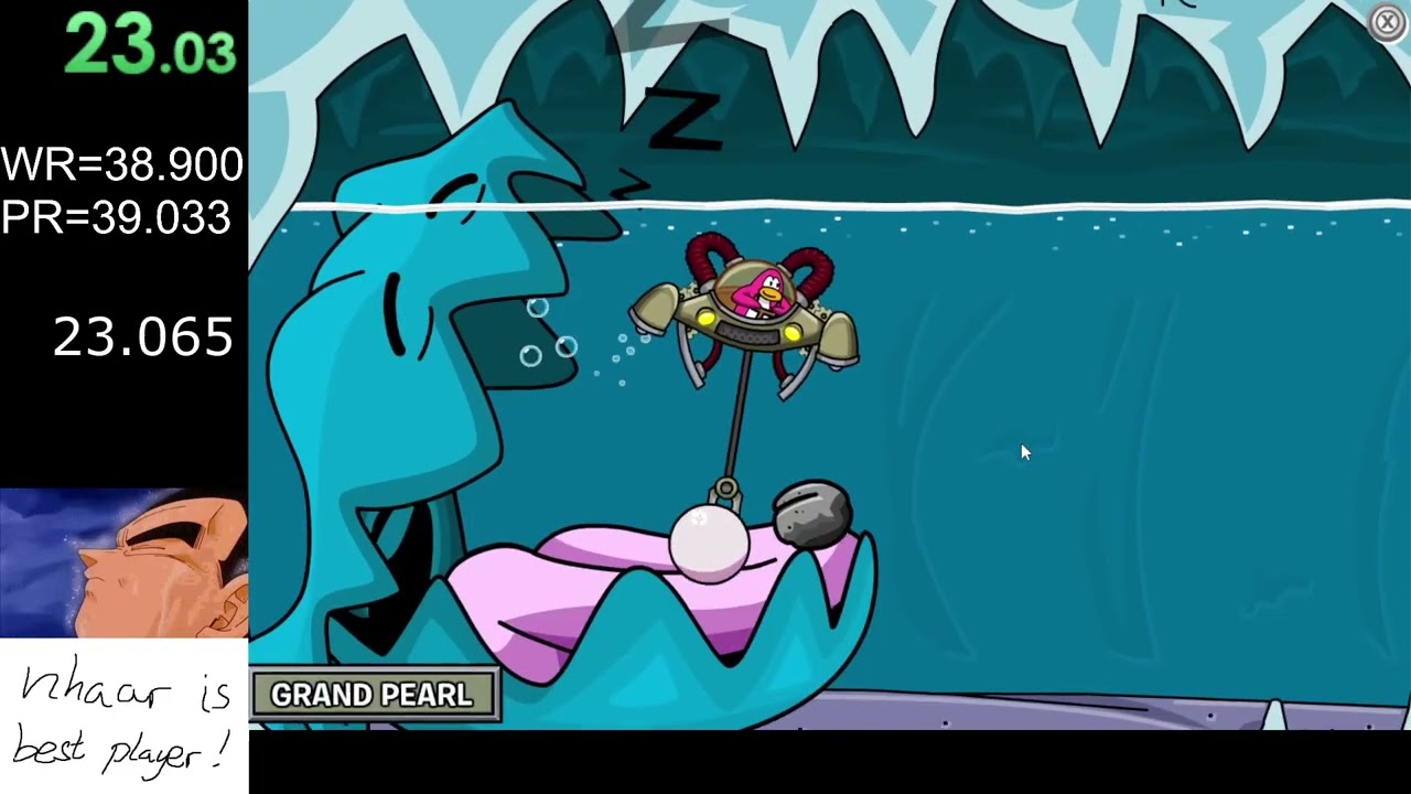 Club Penguin Aqua Grabber Pearl 38.375 (World Record)