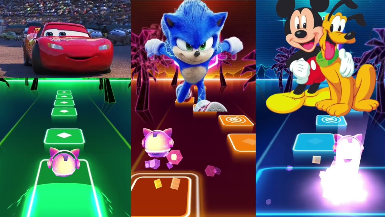 Cartoon characters who strong and fast? Tiles hop edm rush!