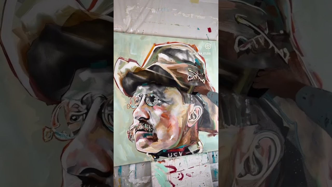 How I painted Teddy Roosevelt #art #painting #shorts