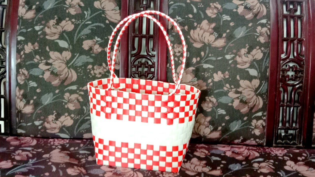 D.I.Y  TUTORIAL ANYAMAN BAKUL TALI PLASTIK CARA MUDAH/BASKET/HOW TO/PEMULA