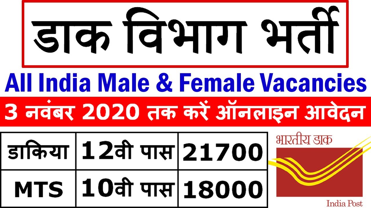 India Post Office Vacancy 2020 Notification For Postman/Mail Guard & MTS
