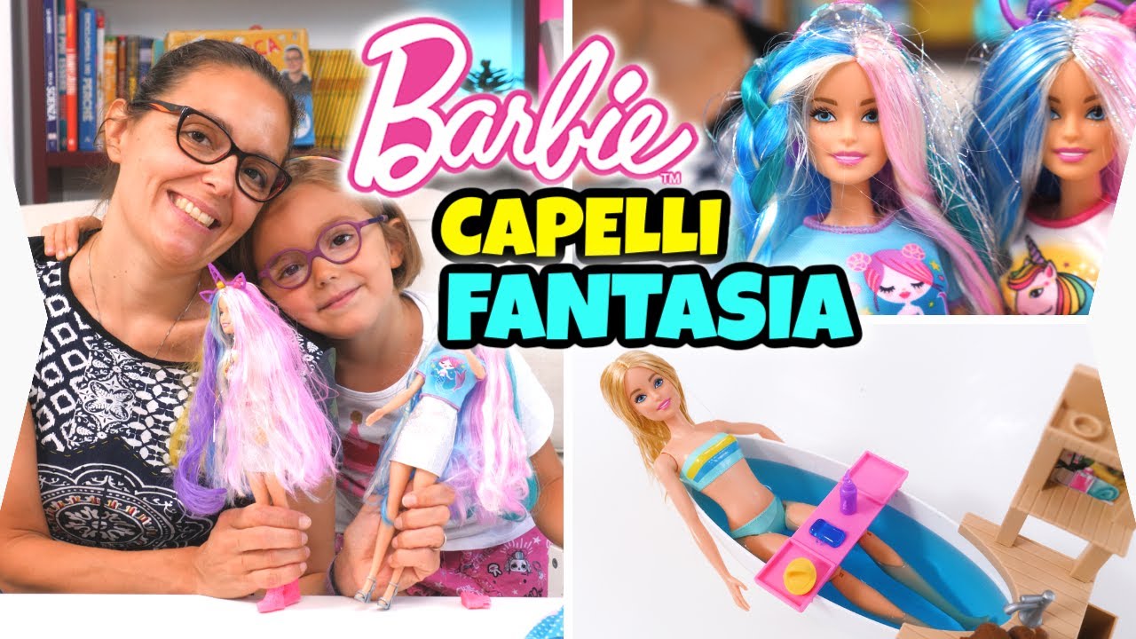 BARBIE CAPELLI FANTASIA Unicorno 🦄 e Sirena 🧜‍♀️ con Vasca Relax