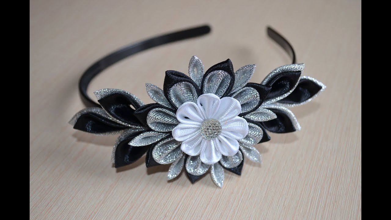 Черный ободок Мастер класс как сделать черный ободок своими руками DIY handmade flower accessory