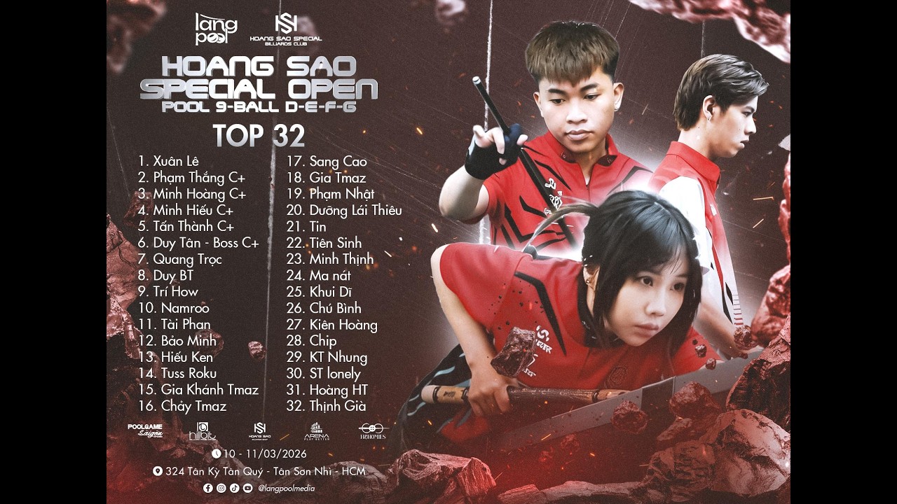 [B35] LAST 16 | KIÊN HOÀNG VS MINH HIẾU | HOÀNG SAO SPECIAL CLUB | 9 - BALL OPEN D-E-F-G 2026