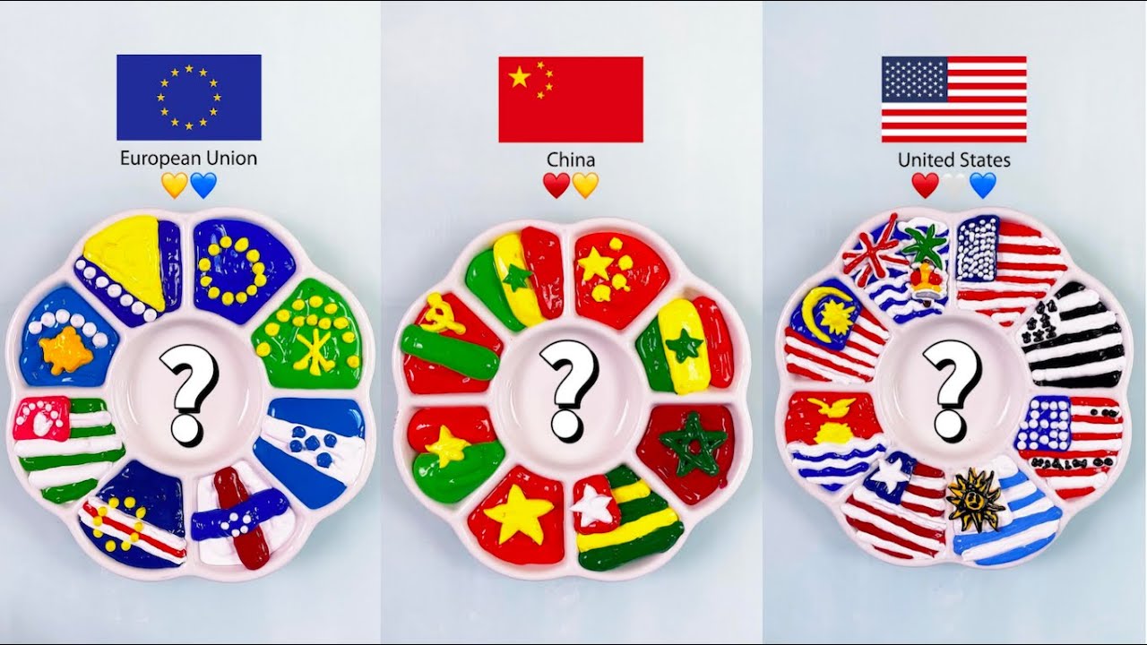 Guess The Final Color🎨Flags Collection 05｜MIxing Color｜Satisfying ｜Art | Paint Mixing | ASMR Art