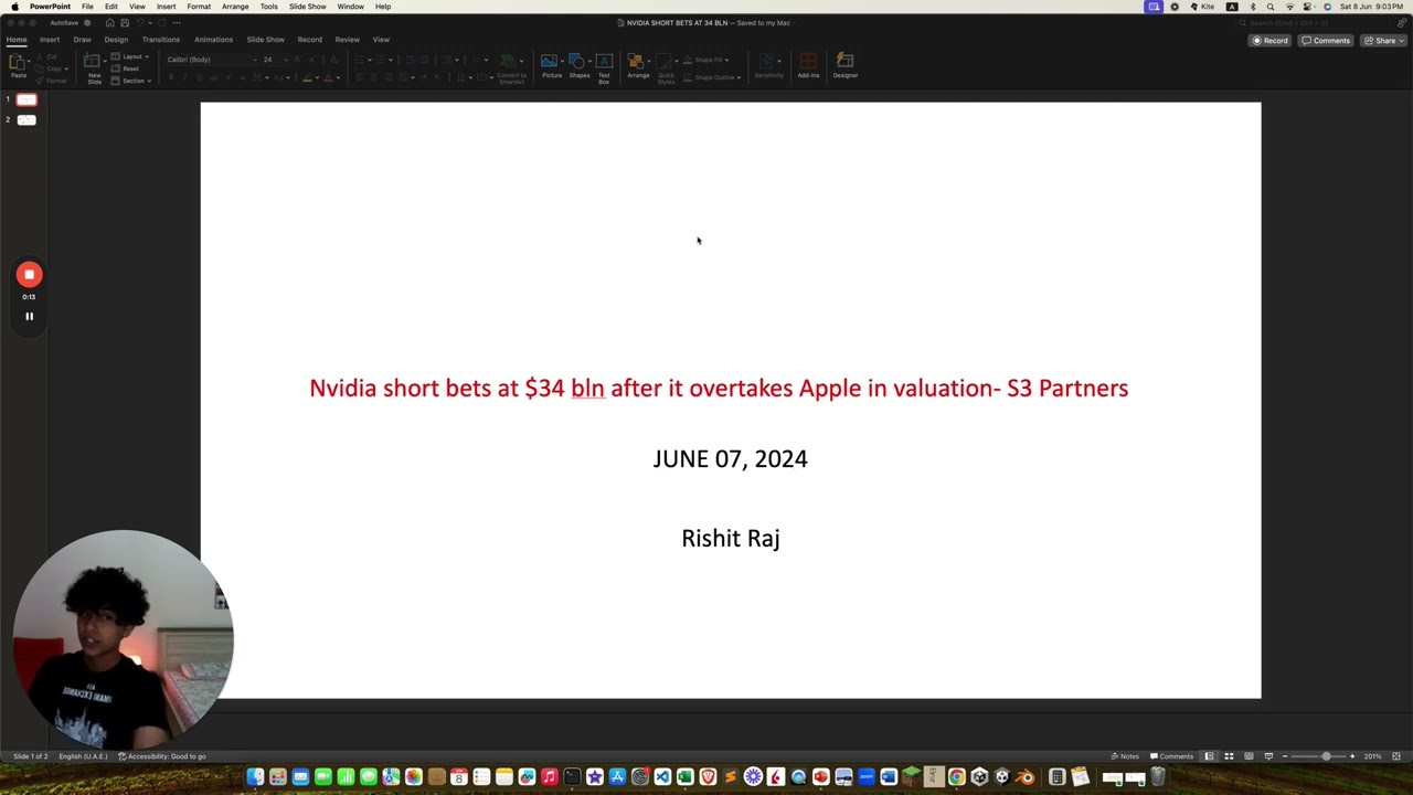 Nvidia short bets at $34 bln after it overtakes Apple in valuation- S3 Partners