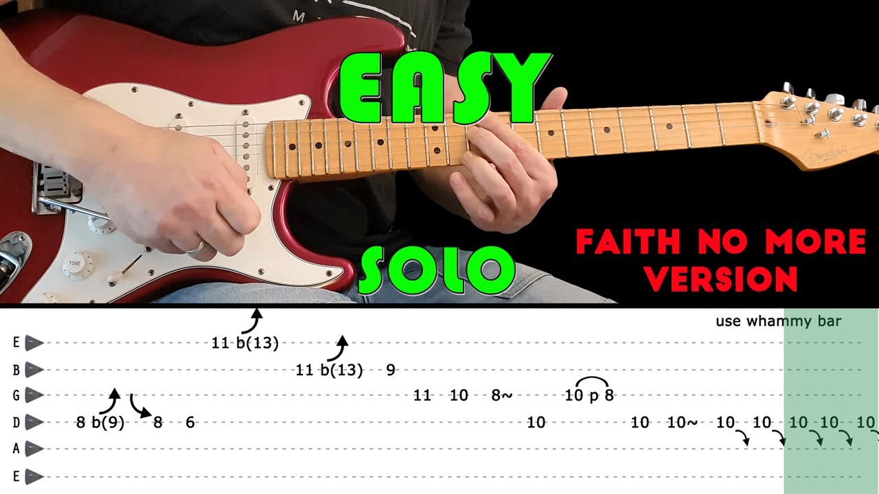 EASY - Guitar lesson - Guitar solo with tabs (fast & slow) - Faith No More