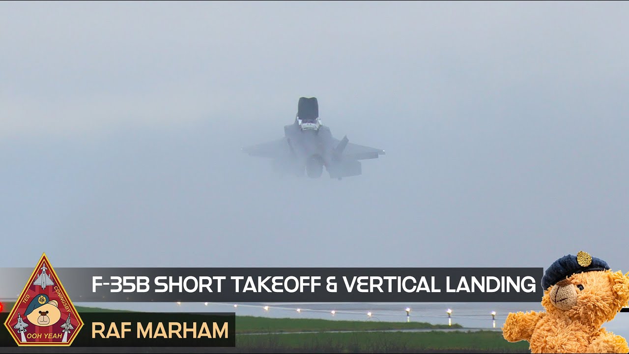 GENIUS F-35B ROLLS ROYCE LIFTSYSTEM SHORT TAKE OFF & VERTICAL LANDING IN MORDOR WEATHER • RAF MARHAM