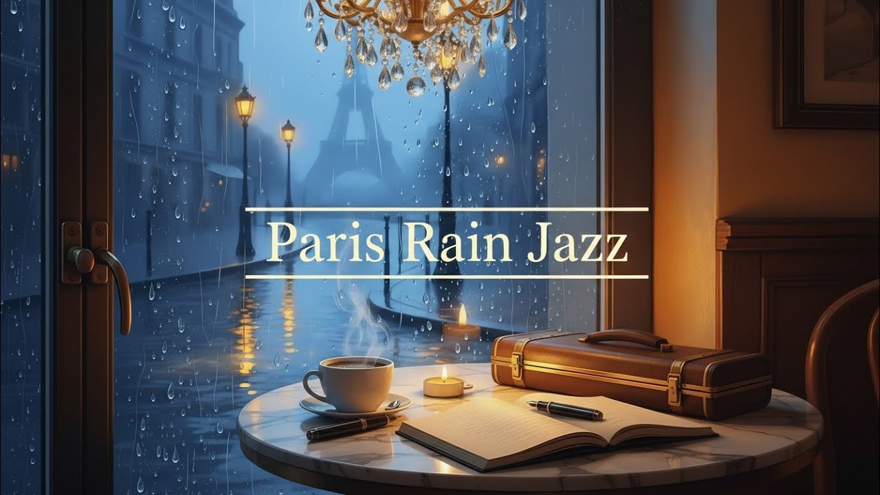 Gentle Rain in Paris Café ☔ Soft French Background Music