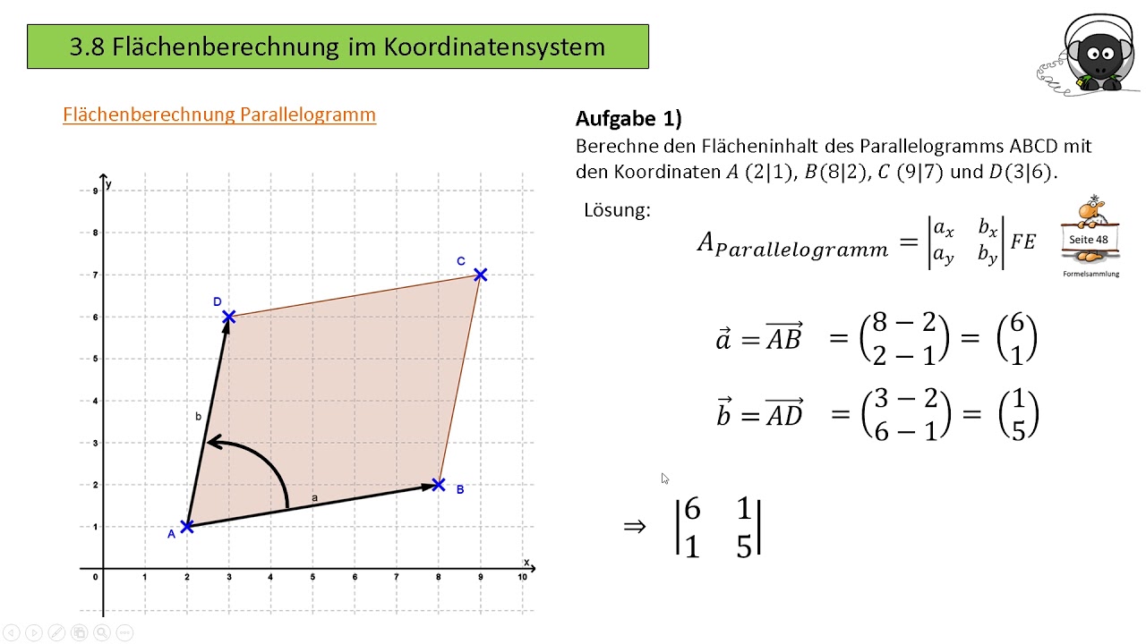 9.3.8 Flächeninhalt Parallelogramm Dreieck mit der Determinante berechnen