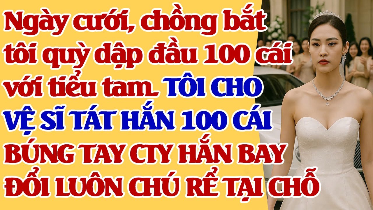 Ngày cưới, chồng bắt tôi dập đầu 100 cái với tiểu tam. TÔI CHO VỆ SĨ TÁT HẮN 100 CÁI,CTY HẮN BAY MÀU
