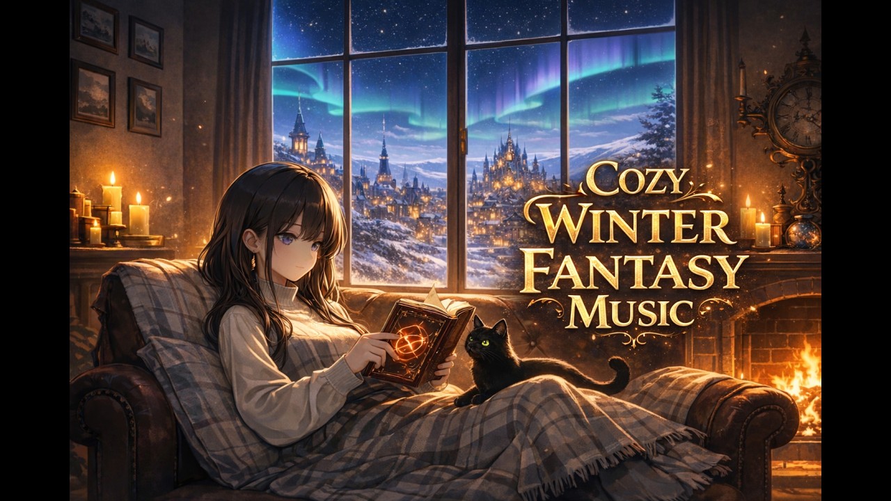 「Cozy Winter Wizard Room ❄️」 | Warm Fantasy Music for Study, Relax & Sleep