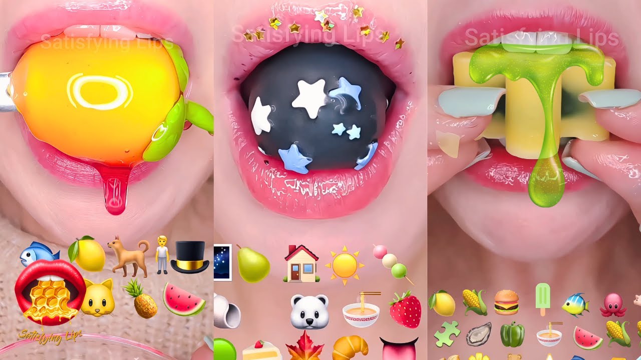 Satisfying ASMR Eating Emoji Food Challenge Mukbang