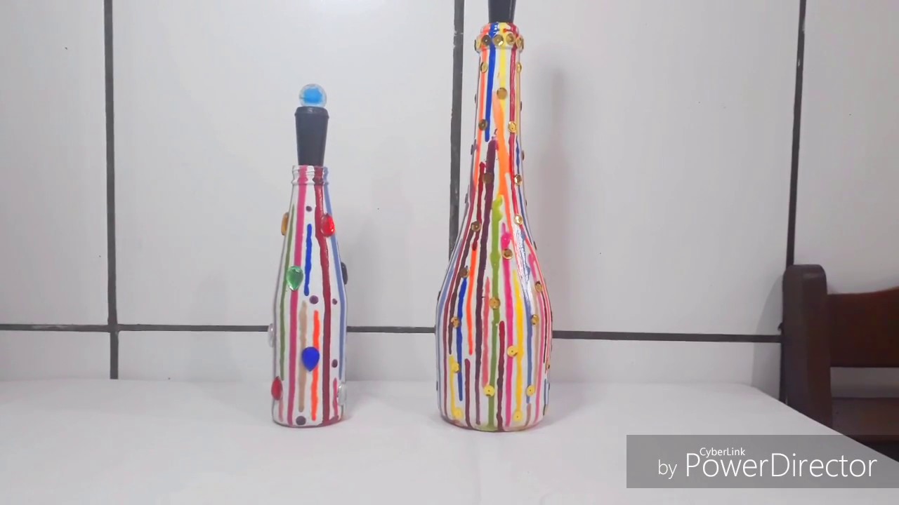 GARRAFAS DECORADAS COM ESMALTES 😍👍👍