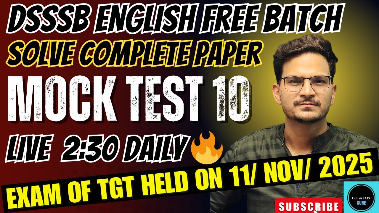 DSSSB LIVE TEST/ ENGLISH MOCK TEST/ LIVE COURT ATTENDANT TEST/ DSSSB ENGLISH FREE BATCH/ FREE BATCH