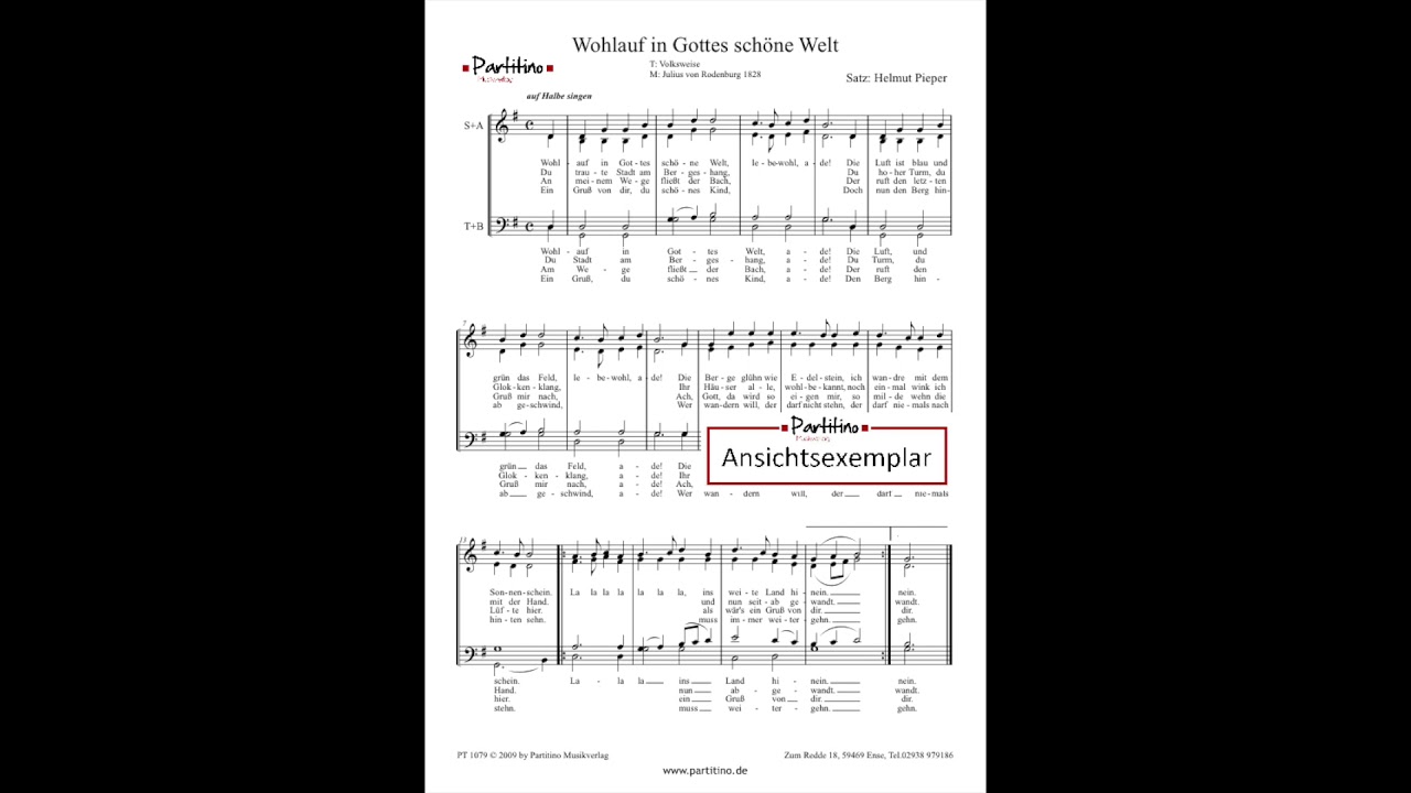 Wohlauf in Gottes schöne Welt PT 1079
