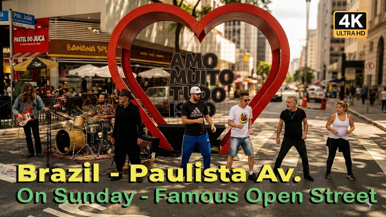 Paulista Av. on Sunday – São Paulo’s Famous Open Street | 4K Walk