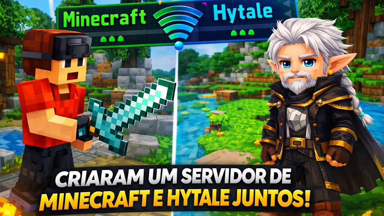 🔥 MINECRAFT (Java E Bedrock) + HYTALE NO MESMO SERVIDOR! Essa criação TA INSANO!