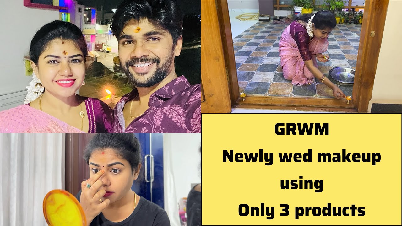 3 product makeup tutorial + kutty vlog of our first Karthigai deepam