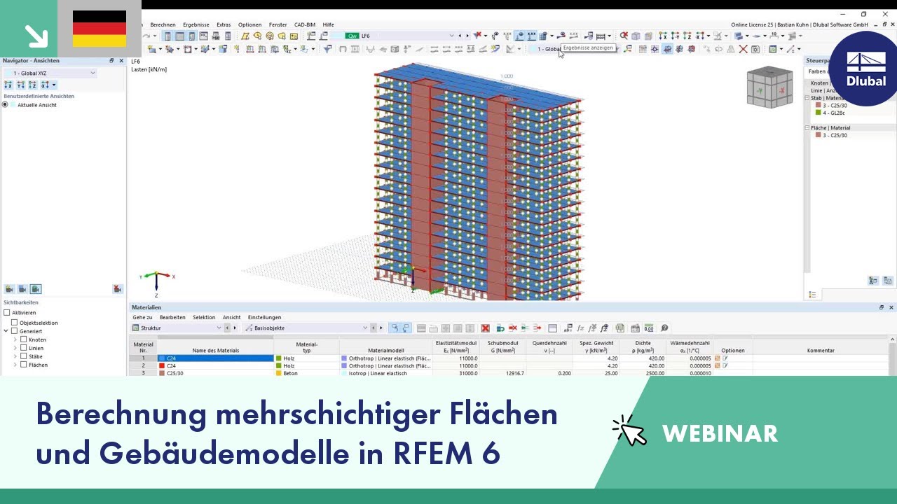 Berechnung mehrschichtiger Flächen und Anwendung von Gebäudemodellen in RFEM 6 | Di, 20. Sept. 2022