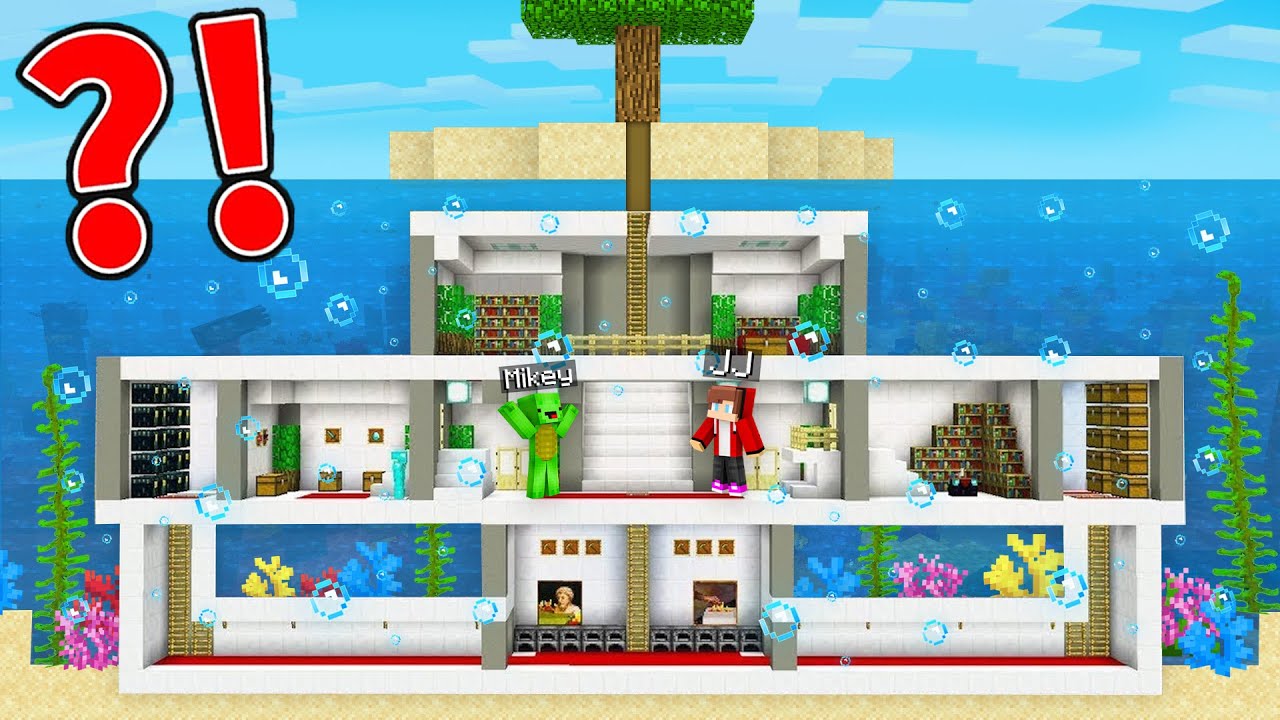 Майки и Джей-Джей построили ОГРОМНЫЙ ПОДВОДНЫЙ БУНКЕР под ОСТРОВОМ в Minecraft! - Maizen