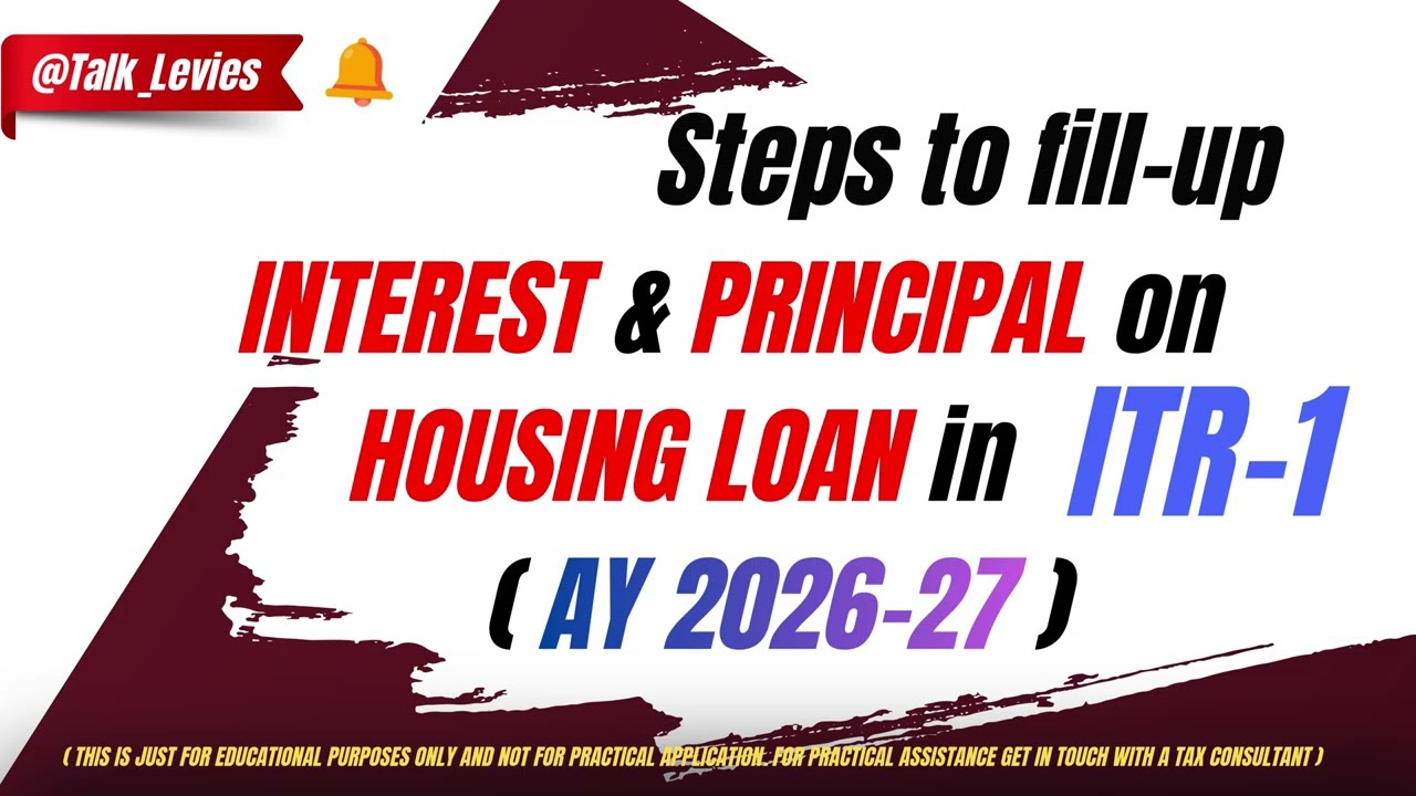 Steps to fill up Interest & Principal Amount of Housing Loan in #ITR1 & #itr4 #incometax #itr #tax