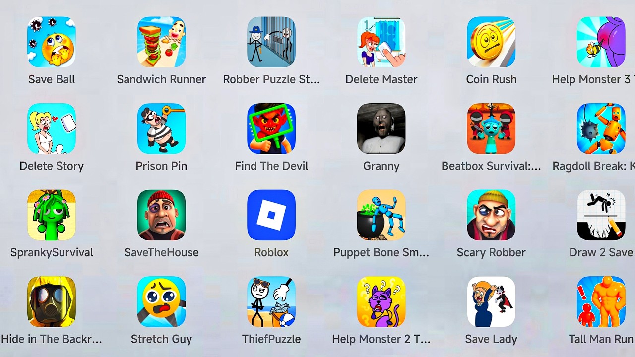 Roblox, Sprunki Survival, Poppy Playtime 4, Wugy Life Story, Freaky Stan, Comics Bob, Delete Puzzle
