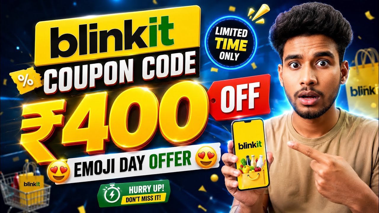 🛒 Blinkit Coupon Code Today 2026 ⚡ | Emoji Day Offer , Grocery Deals & Free Delivery Offers 🎉