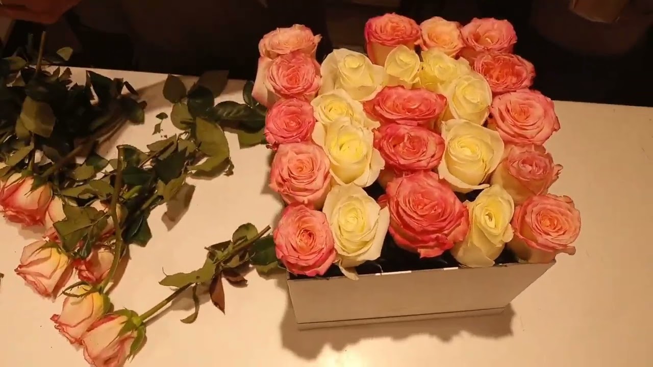 fresh flowers letter box white and pink rose making video 4 box write HUMI florist sabir ali