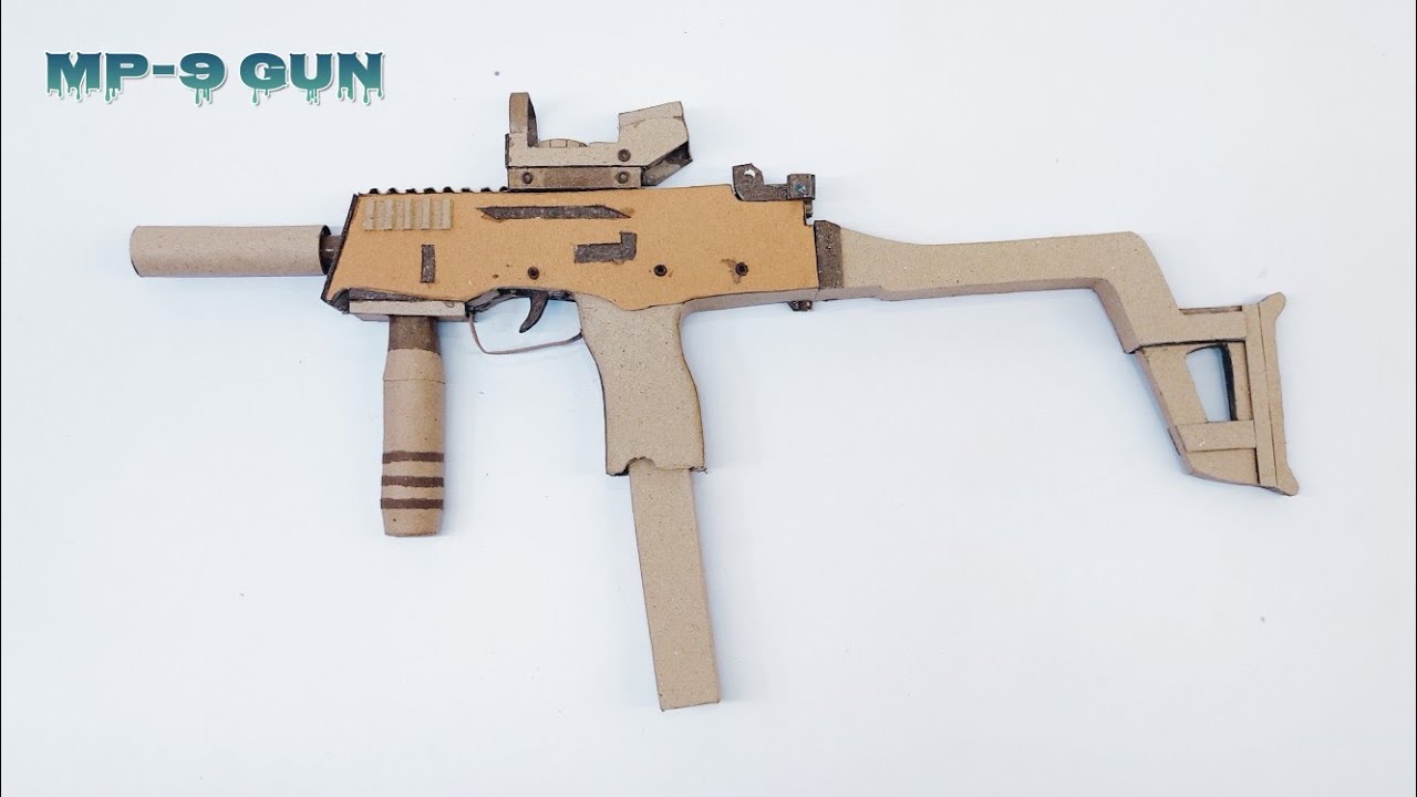 how to make MP9 toy gun from cardbord|| that shoot