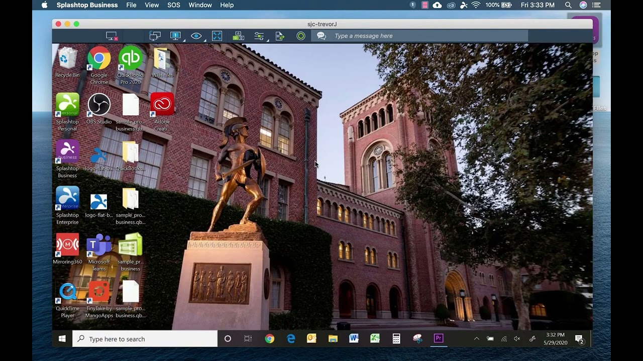 Desktop remoto para software de edição de vídeo