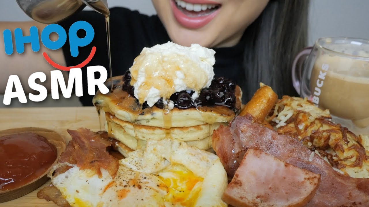 IHOP ASMR *The All American Breakfast Sampler ASMR Slight Whisper Eating Sounds | N.E Let's Eat