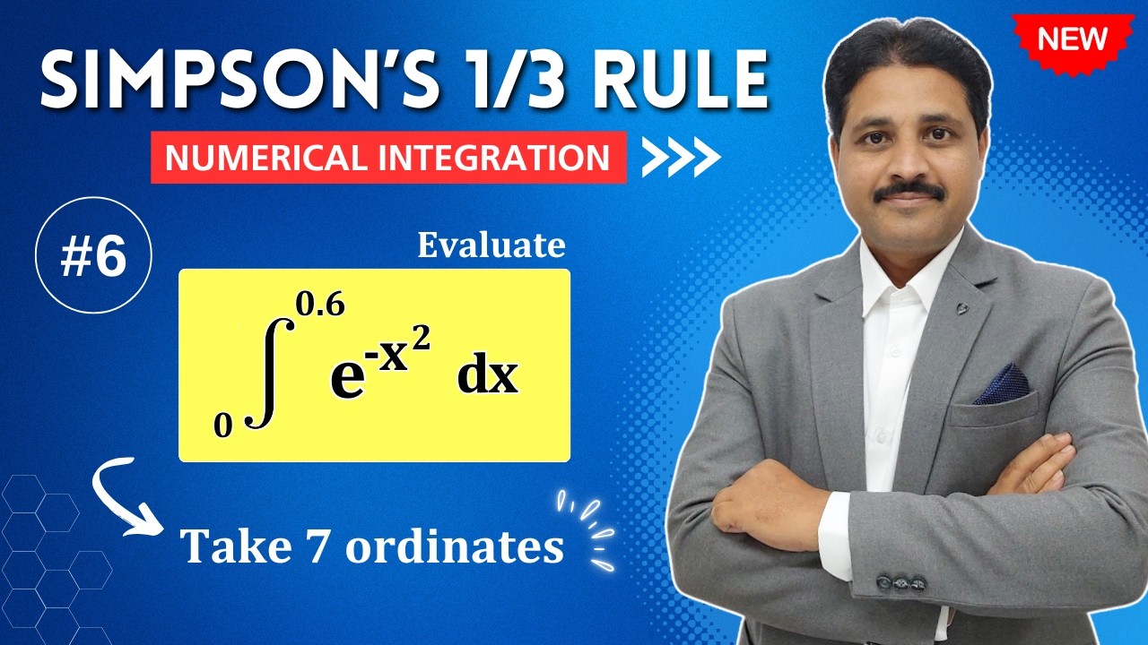 SIMPSON'S 1/3 RULE SOLVED PROBLEM 6 (NUMERICAL INTEGRATION)  @TIKLE'S ACADEMY