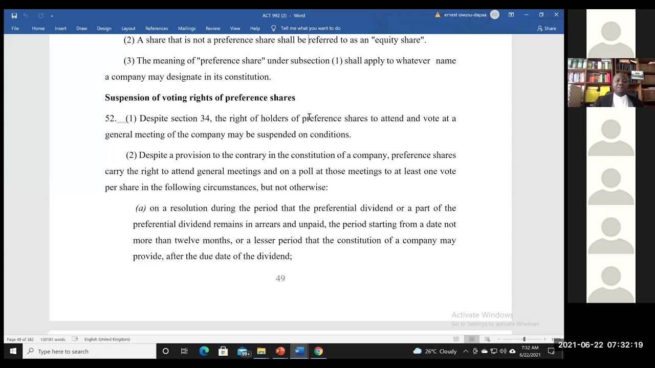 COMPANY LAW -  SHARES PART 2