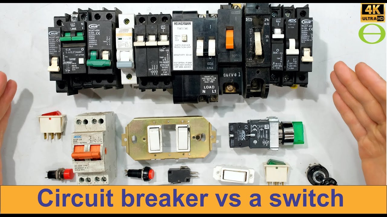 Differences between a switch and a circuit breaker.