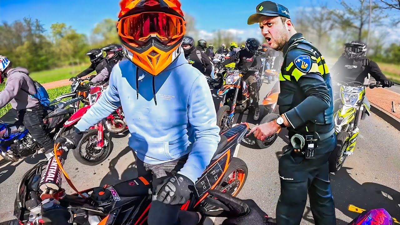 GROTE SUPERMOTO RIDEOUT MET POLITIE!
