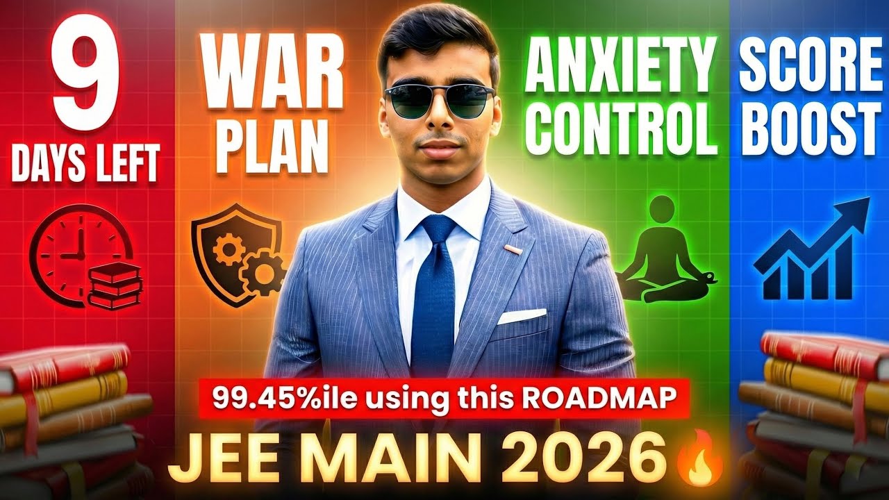 JEE Main 2026: Last 9 Days WAR PLAN Strategy 🔥 (I got 99.45%ile Using this Roadmap )