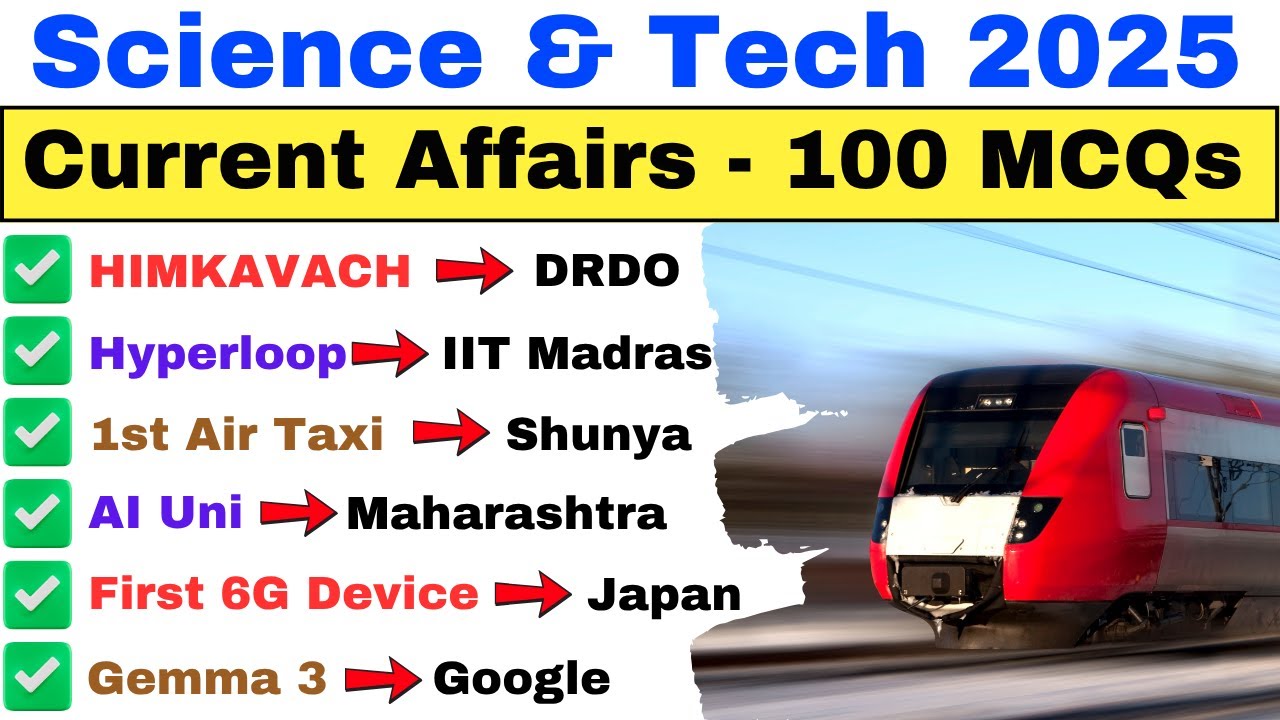 100 Science & Tech Current Affairs MCQs 2025 | Latest Updates Covered