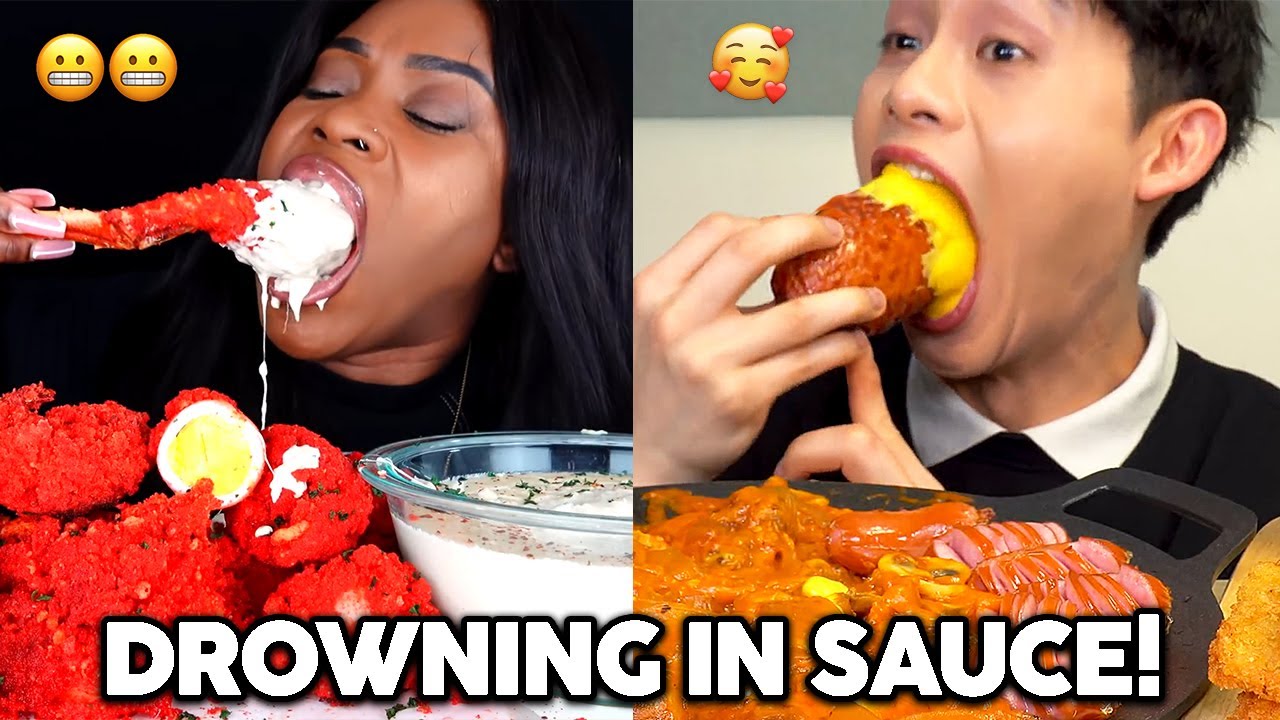 when mukbangers are DROWNING their food in sauce (compilation)