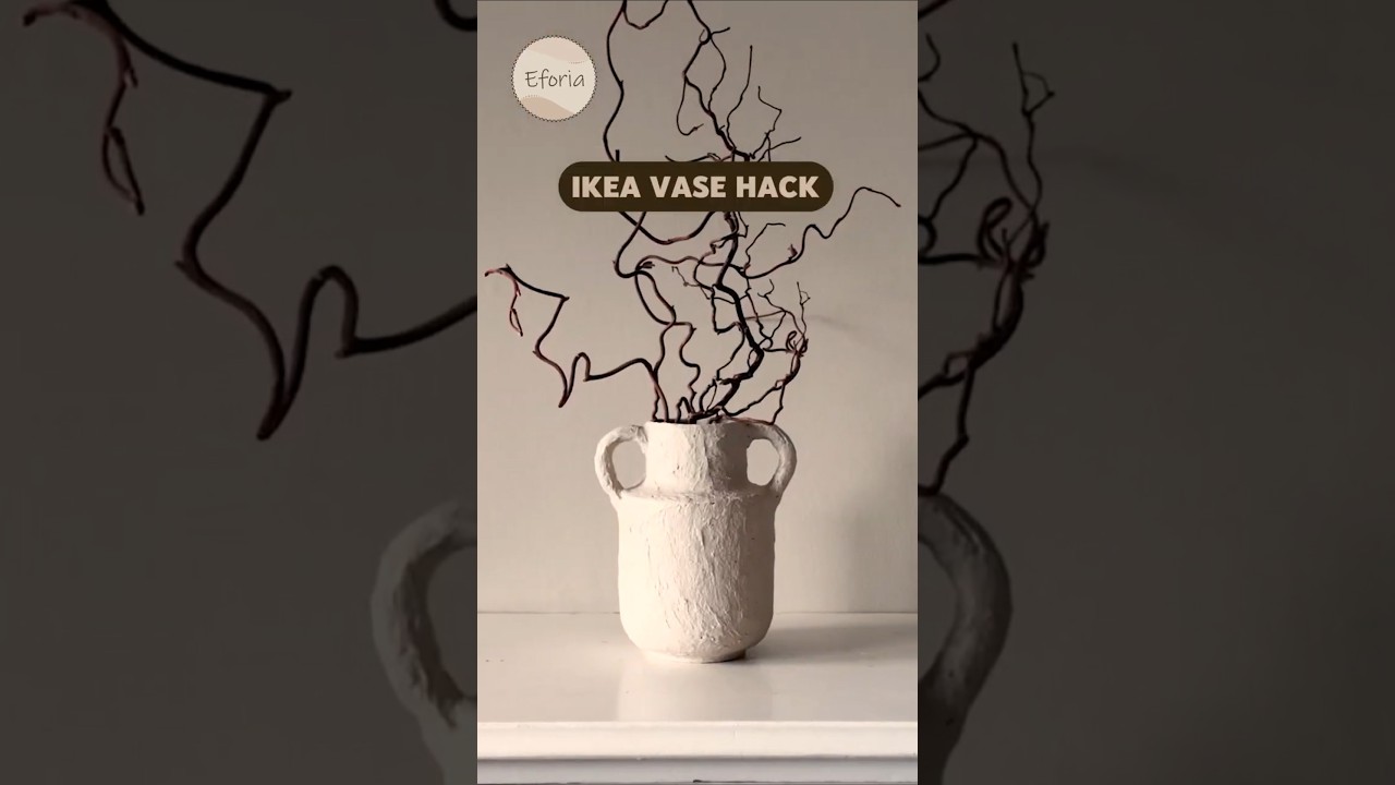 IKEA VASE HACK | DIY Faux Aged Vessel with Paper Mache Clay and Air Dry Clay #agedvessel #ikeahack