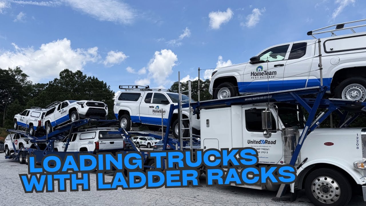 Truck load with ladder racks. Let’s go. #carcarrier #carhauler #trucker #trucking 