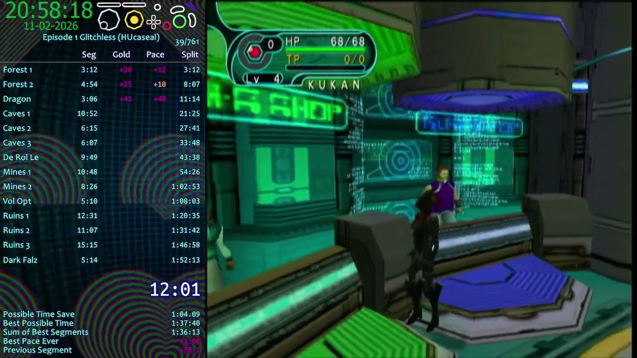 PSO HUcaseal Speedrun 1:51:50