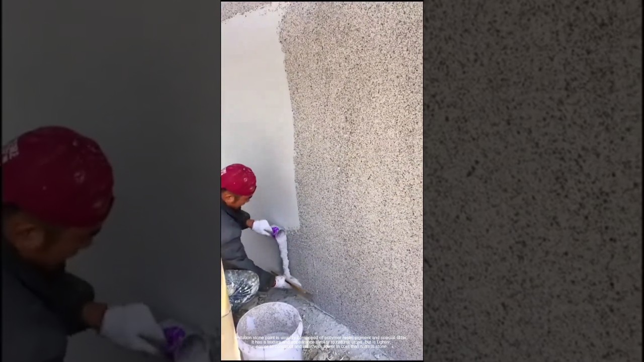 Imitation stone paint construction: let the wall instantly have the style of natural stone
