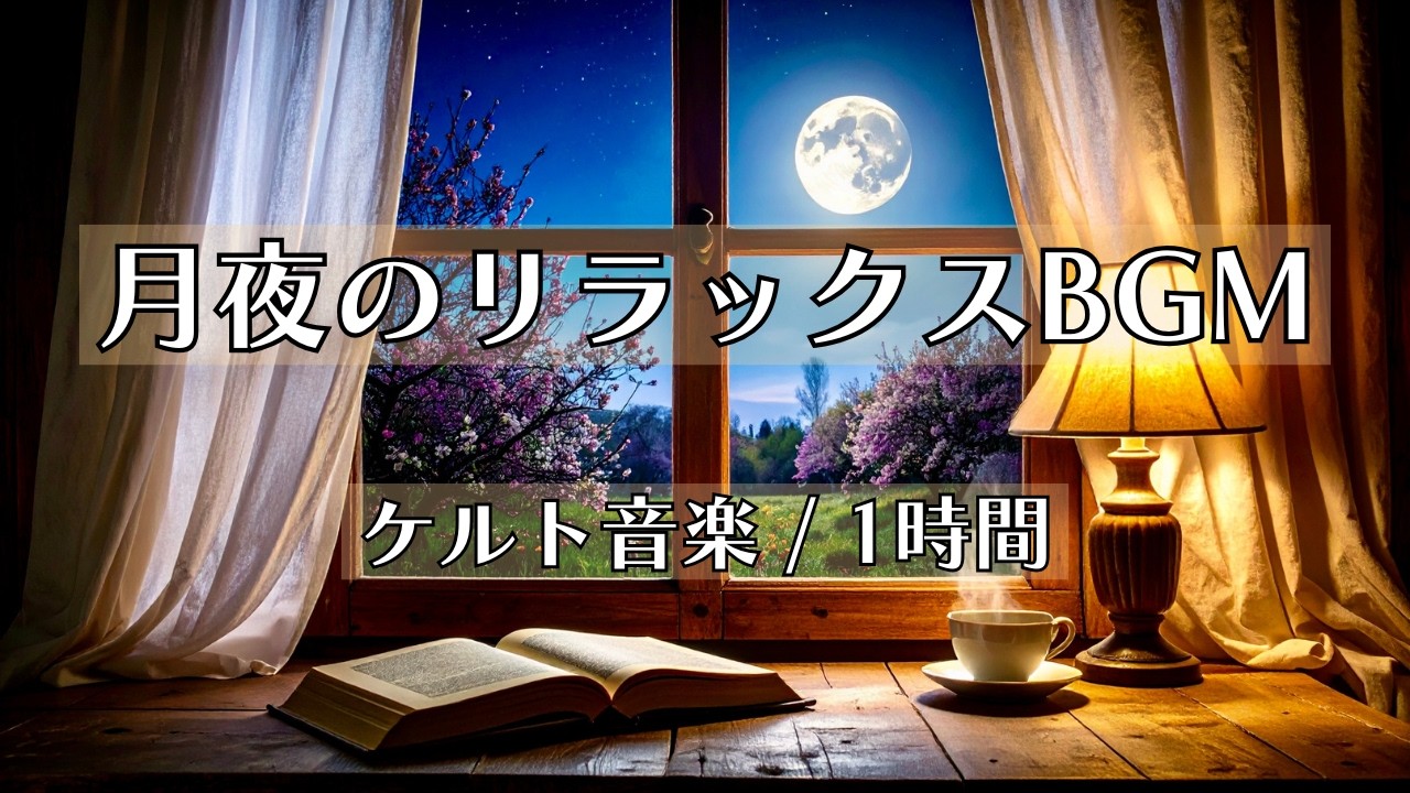 【心を休めるBGM - Slow Living Vibes】朧月と春の窓辺 ｜ 読書と紅茶とケルト音楽BGM ｜ 癒しの夜・作業用BGM