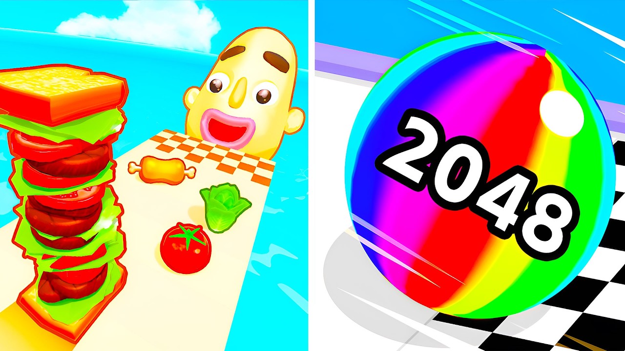 Sandwich Runner VS Ball Run 2048 🥪🔴 All Levels Max Update Walkthrough Mobile NEW Gameplay S8RX